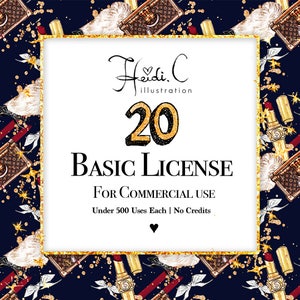 20 Basic Commercial Licenses Bundle for Commercial Use of Clipart & Digital Paper Pack | Discount Package