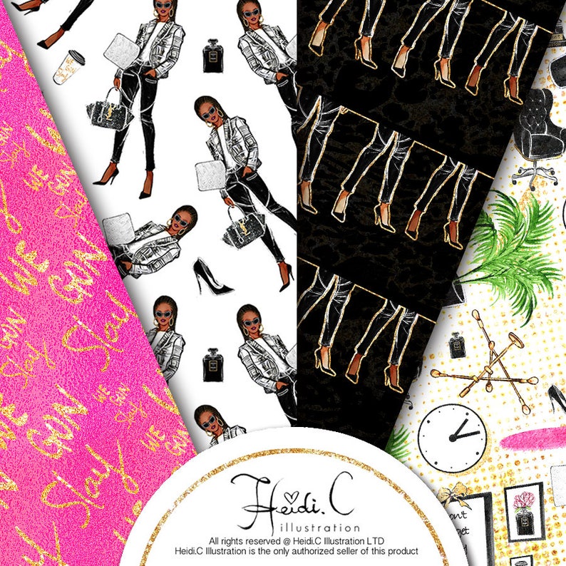 Fashion Girl Boss Chic Digital Paper Clipart Printable Planner | Etsy