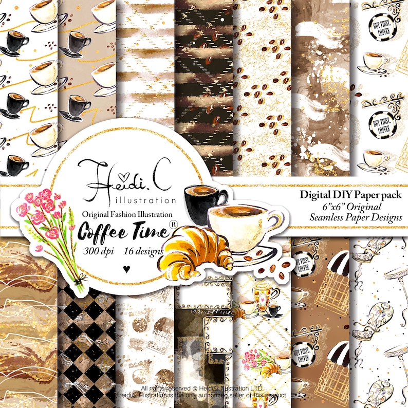 coffee-paper-digital-coffee-paper-coffee-scrapbook-paper-etsy