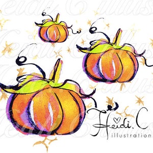 Pumpkin Clipart Autumn Clipart Fall Thanksgiving Halloween Clip Art Scrapbook Stickers Planner Printables Watercolour Sticker Invitation