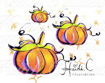 Pumpkin Clipart Autumn Clipart Fall Thanksgiving Halloween Clip Art Scrapbook Stickers Planner Printables Watercolour Sticker Invitation