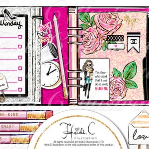 May include: A pink and white planner with a floral design and the text "Monday" and "To those who said that I can't do it, well, WATCH ME".