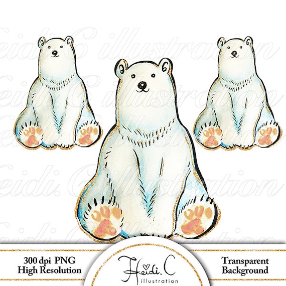 Clipart Polar Bear Eisbar Clipart Kunst Winter Tiere Etsy