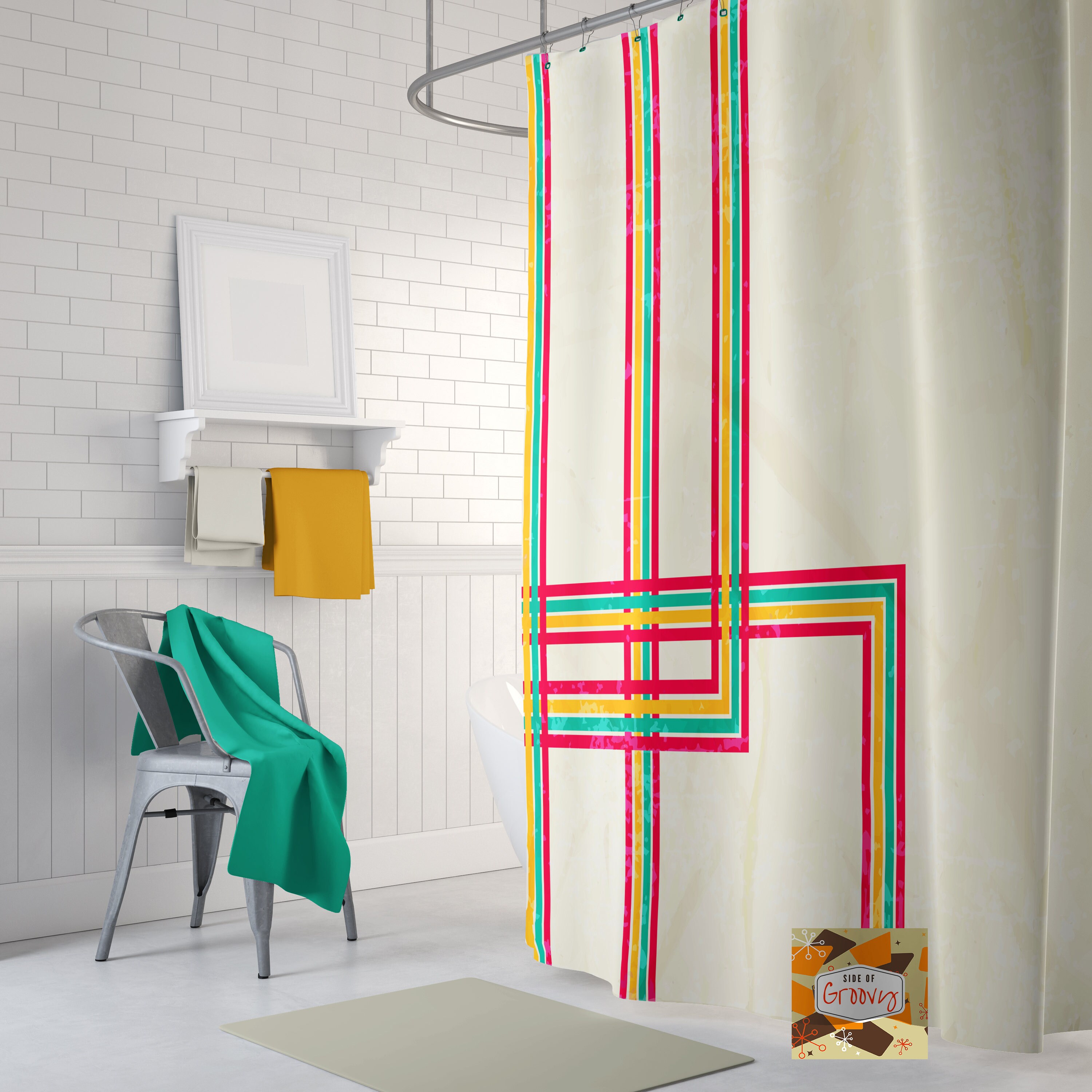 Retro Shower curtain 70s shower curtain cool shower Etsy