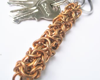 Bronze Metal Key Chain - Chainmaille Sensory Key Ring