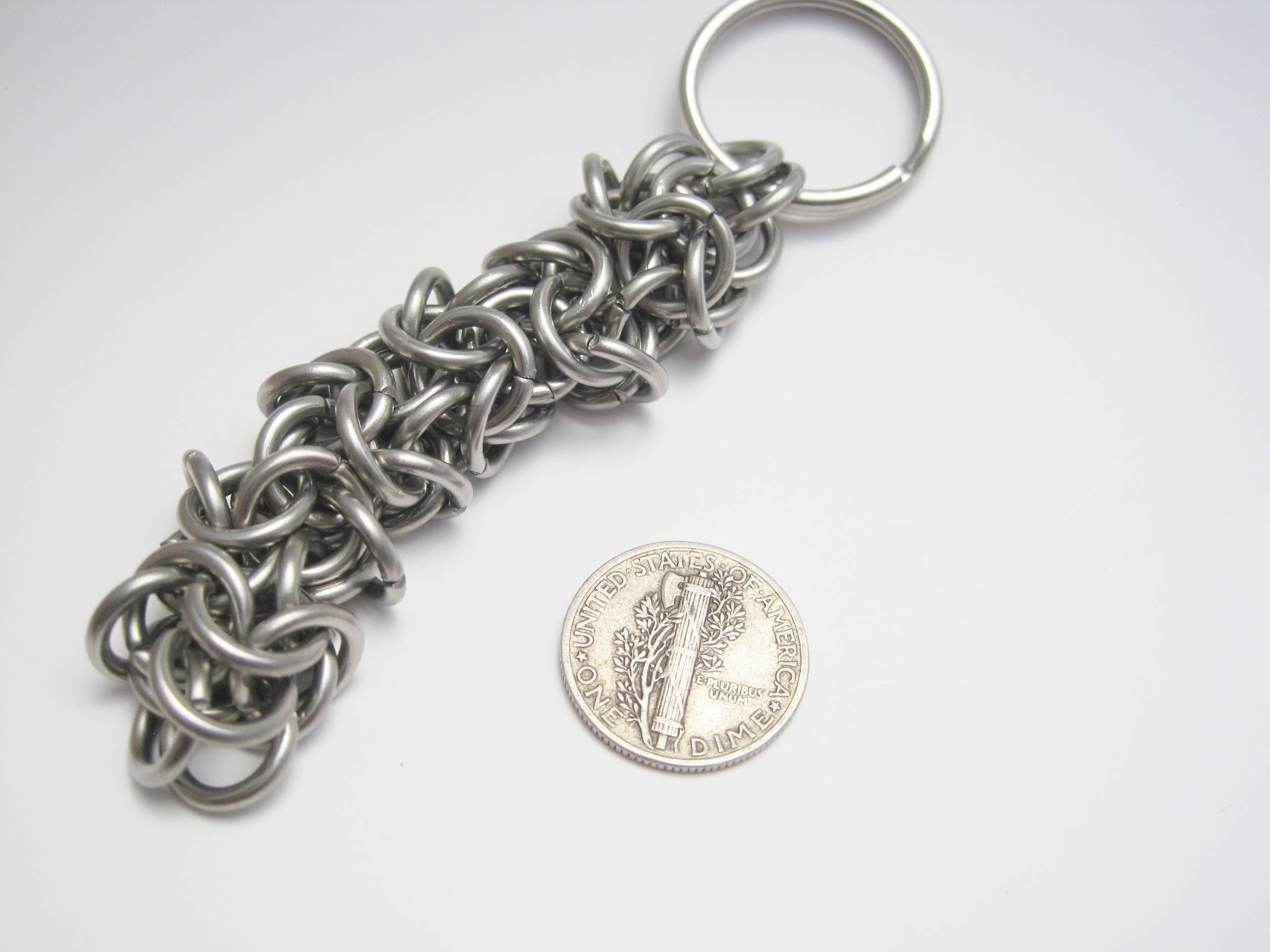 Steel Chainmaille Keychain Manly Keychain Metal Chainmail Etsy