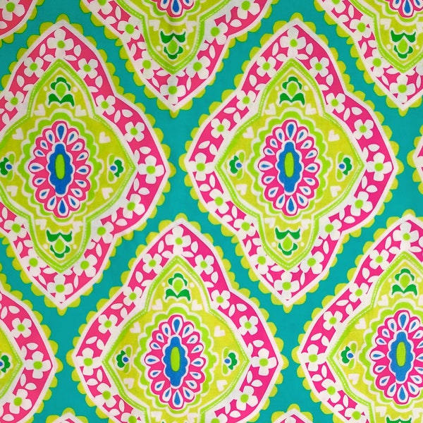 Michael Miller Coco Cabana Bazaar Cotton Quilting Fabric Bohemian Teal Lime Pink