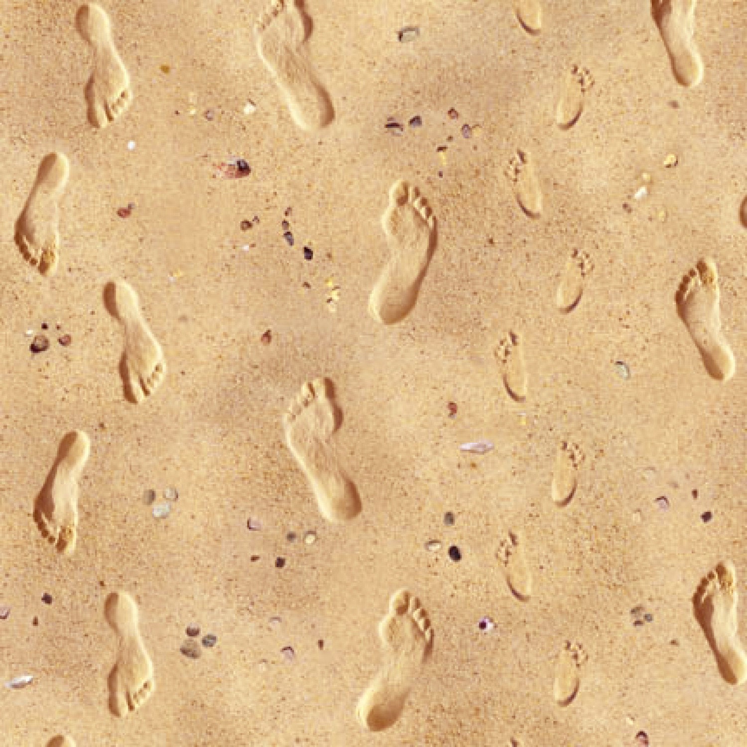Footprints in Sand Elizabeth Studio Cotton Quilt Fabric Landscape Ocean Beach