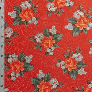Halloween Orange Tossed Rose Web of Roses Cotton Fabric Maywood Goth Vampire