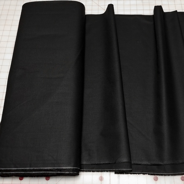 Solid Black Algodón Cotton Quilting Fabric Masks Apparel Shirting