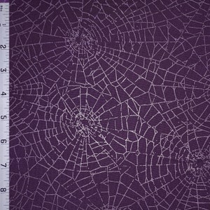 Halloween Purple Silver Web of Roses Cotton Fabric Maywood Goth Vampire