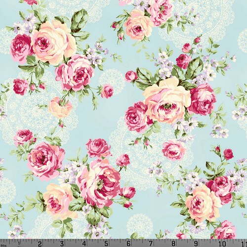 Ruru Bouquet Rose Waltz Blue Shabby Floral Cotton Quilt Gate - Etsy