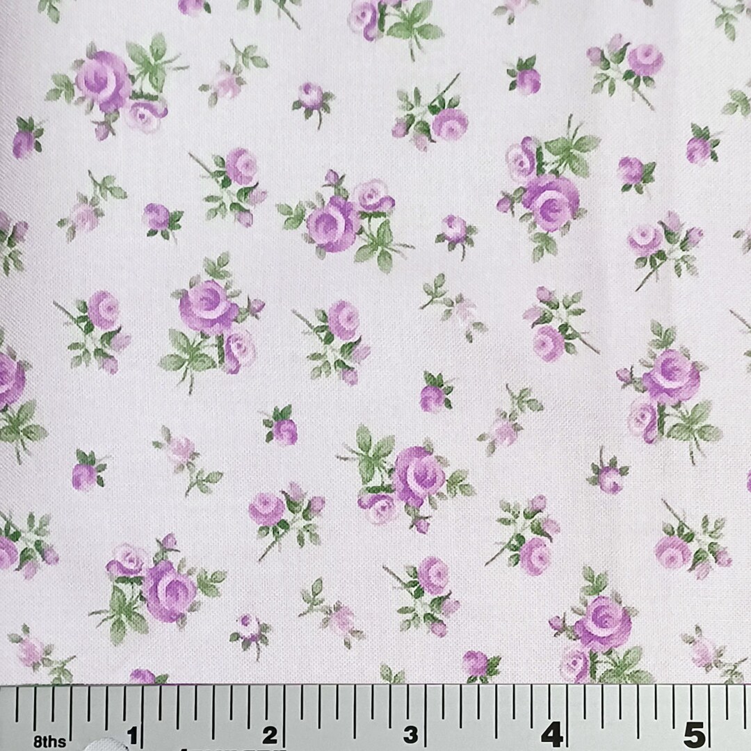 Lilac Tossed Tiny Rose Cotton Fabric Timeless Treasures Cottage Charm ...