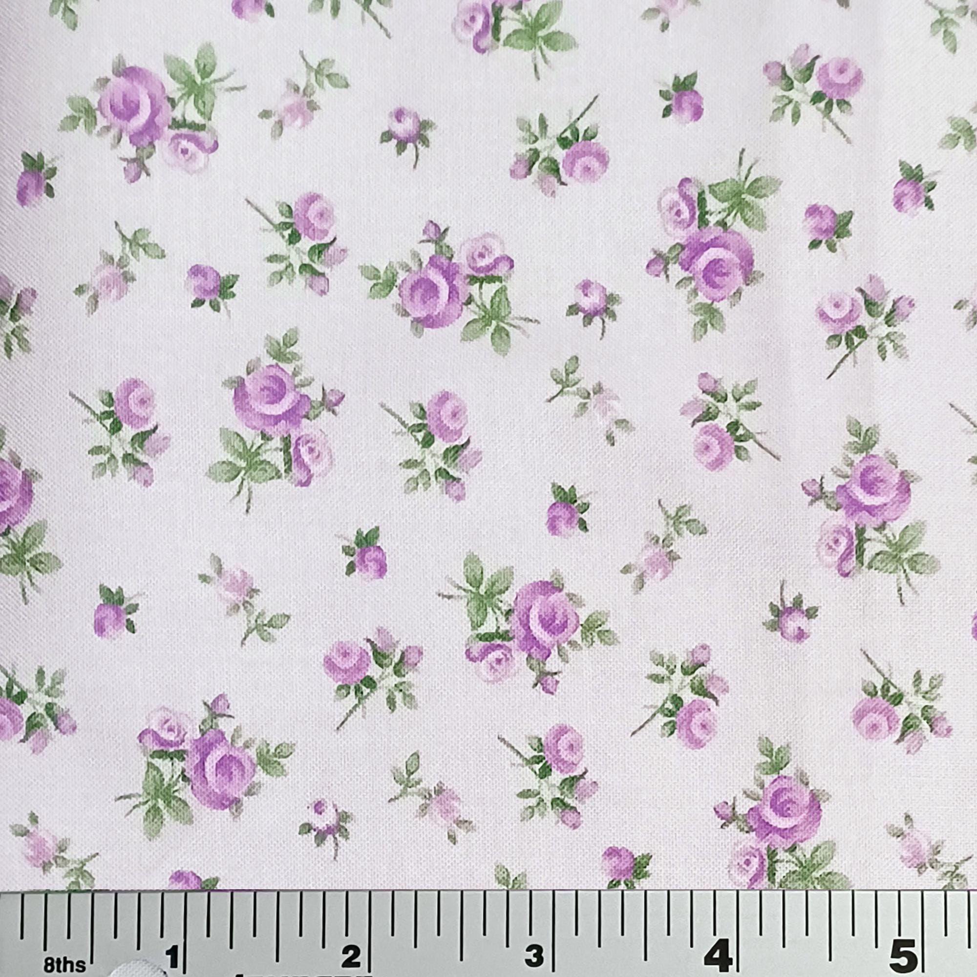 Lilac Tossed Tiny Rose Cotton Fabric Timeless Treasures Cottage Charm ...