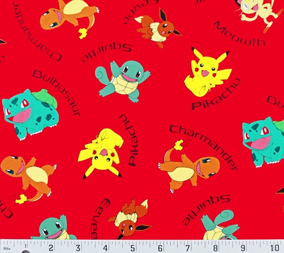 Red Pokemon Character Fabric Charmander Pikachu Eevee Squirtle - Etsy Red Pokemon Character Fabric Charmander Pikachu Eevee Squirtle - Etsy