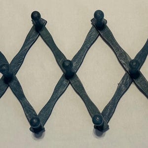 Vintage Wooden Accordion Expanding Coat Rack Mug Holder Cavalry Blue 13 Hook Expands To 3 Feet