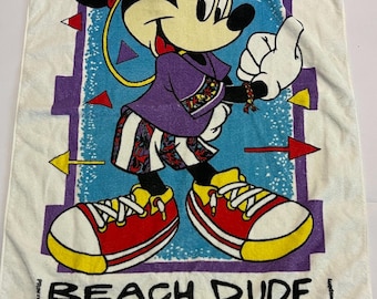 Vintage Franco Walt Disney Beach Dude Mickey Mouse Beach Towel