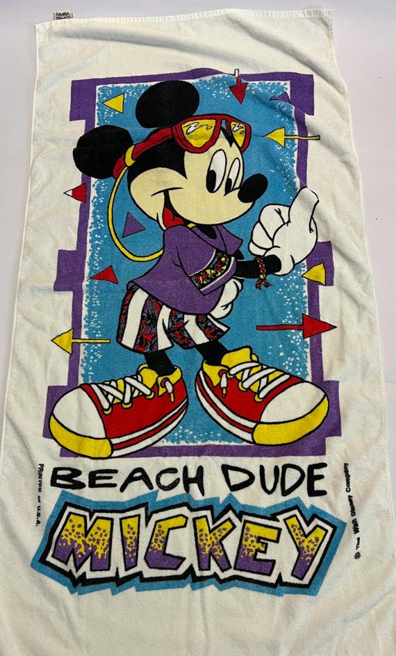 Vintage Franco Walt Disney Beach Dude Mickey Mouse Beach Towel - Etsy