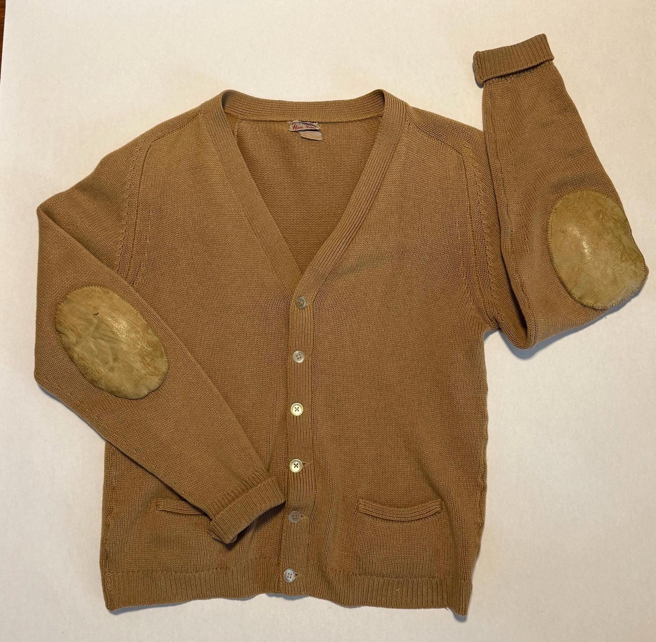 Leather Elbow Cardigan Mens. Sweater - Etsy