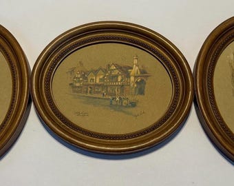 Set of 4 Vintage Clyde Cole Paul Porter British Artist Oval