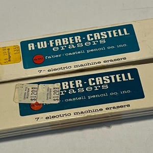 Vintage A.W. Faber Castell 7” Machine Erasers 16 Green 8 Brown Unused