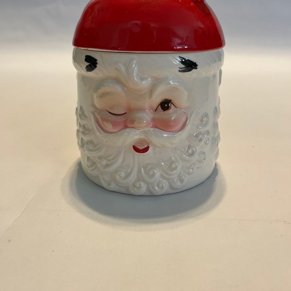 Vintage Berman and Anderson Christmas 3 Face Santa Jingle Bells Musical Canister