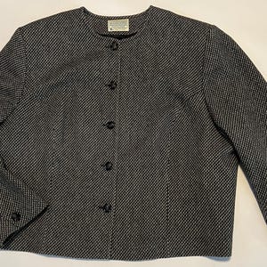 Vintage Pendleton Women’s Blazer Jacket Size 22WBlack White With Shoulder Pads Wool