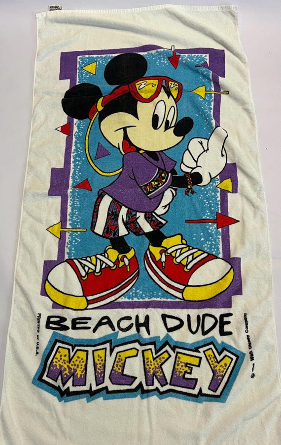 Vintage Franco Walt Disney Beach Dude Mickey Mouse Beach Towel - Etsy