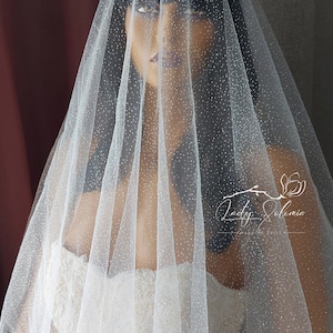Blusher Glitter Veil Shimmer Bridal Veil Glitter wedding veil Cathedral Sparkle Veil sparkling veil White Shimmer veil Chapel length veil