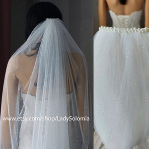 Glitter wedding veil, Glitter Bridal Veil, Sparkle Veil, Tulle with glitter One tier veil, Raw Cut Edge veil, Cathedral long sparkling veil