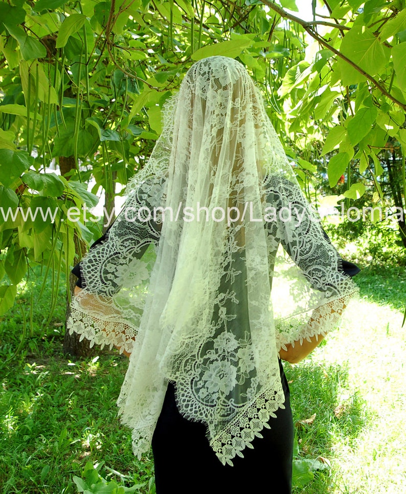 Light Ivory Catholic Chapel Veil Bridal Scarf Religious Head Etsy