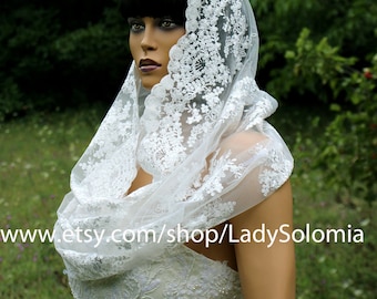 Catholic mantilla, Wedding scarf, Lace Head Covering, Catholic Veil, Religious Head Covering, Catholic Chapel Veil, Orthodox veil