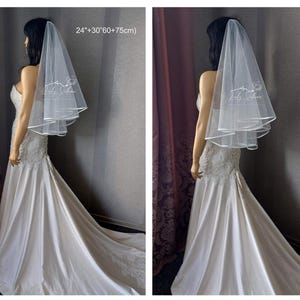 Glitter bridal veil Cathedral Glitter veil Satin ribbon edge veil shimmer wedding veil Blusher Sparkle 2 tier Glitter long sparkling veil image 7