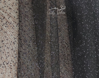 Soft Black glitter Tulle fabric 120&quot; Wide Black Shimmer Tulle Wholesale Black Sparkle Tulle Fabric Glitter tulle for veils or dress Fabric