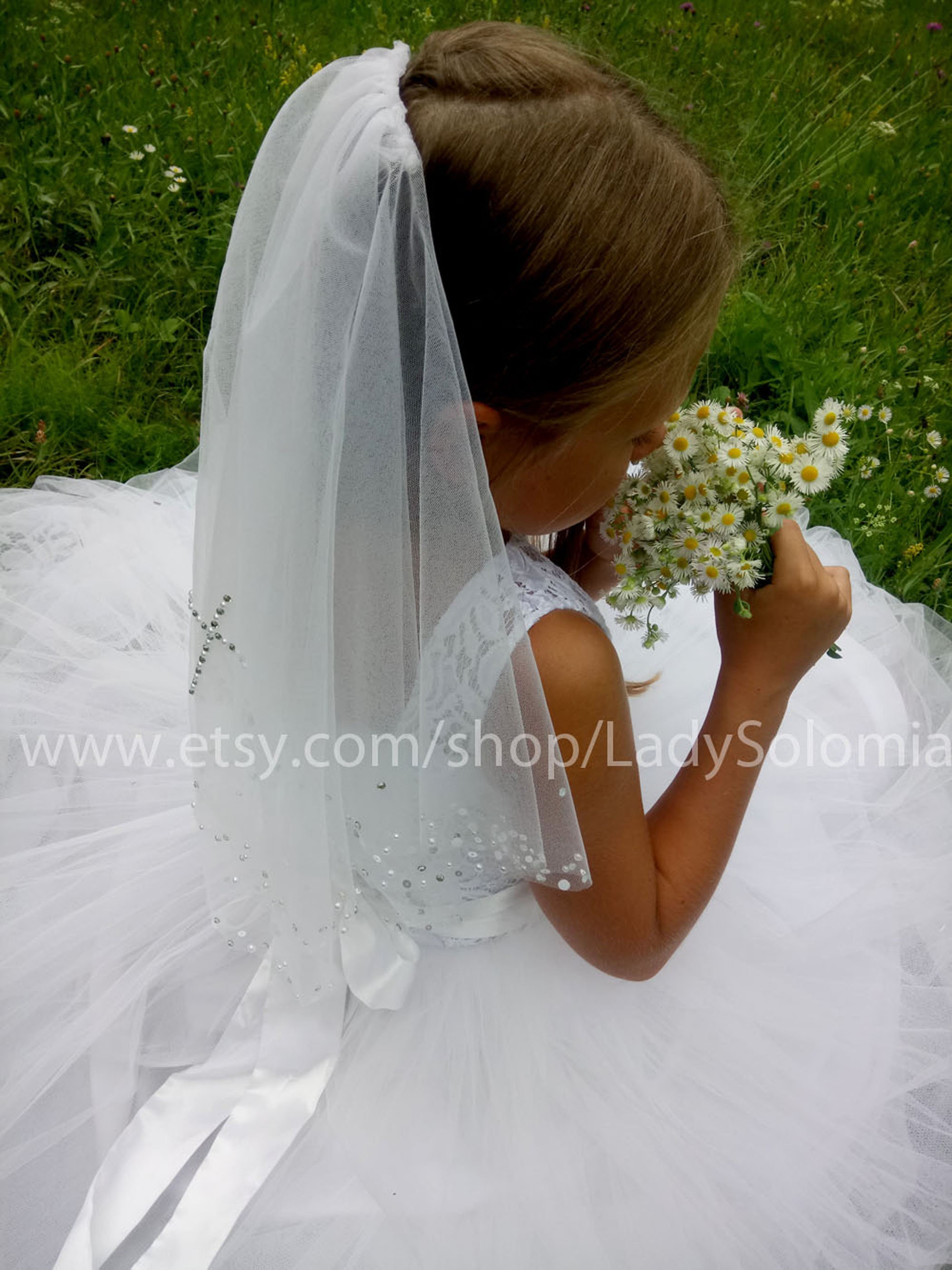 Velo de Primera Comunión Velo de la Cruz de Cristal Velo de Etsy México