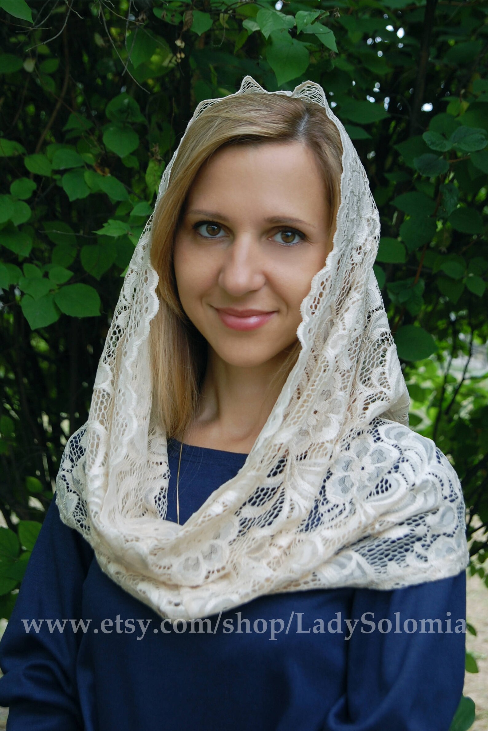 Beige Orthodox veils Catholic lace veil Circle veil Church Etsy