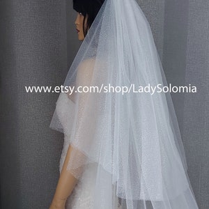 Glitter Veil Blusher, Shimmer Bridal Veil, Sparkle Raw Cut Edge veil 2 tier