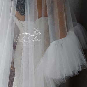 Fluffy Ruffled glitter veil Fringe tassel veil Ruffle Glitter Fluffy Veil Ruffle chapel length Bridal veil Ruffled edge, veil ruffle blusher