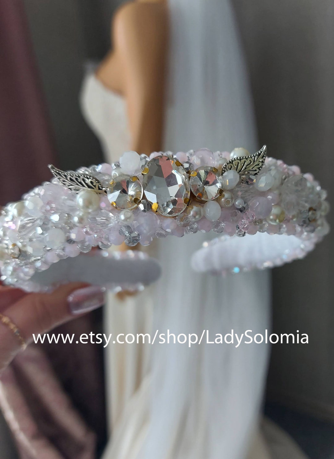 Pink Rhinestone Headband Pearl Headband Crystal Jeweled Etsy New Zealand