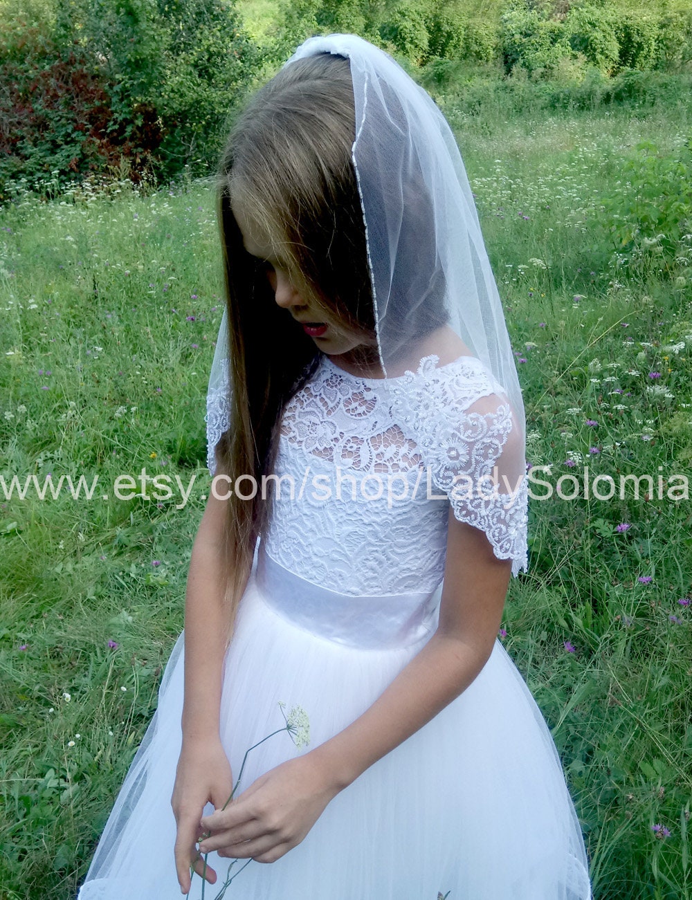 First Communion Veil White Lace Holy Communion Veil Etsy First Communion Veil White Lace Holy Communion Veil Etsy