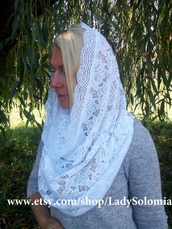 Black veil lace mantilla Catholic church chapel scarf headcovering latin Mass BF