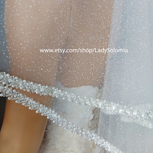 Shimmer Pearls veil, 2 tier Sparkle Veil, Cathedral glitter Beaded veil