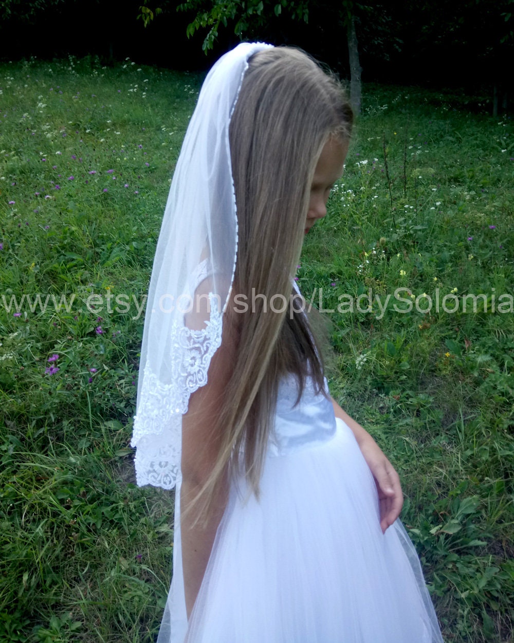First Communion Veil White Lace Holy Communion Veil Etsy First Communion Veil White Lace Holy Communion Veil Etsy