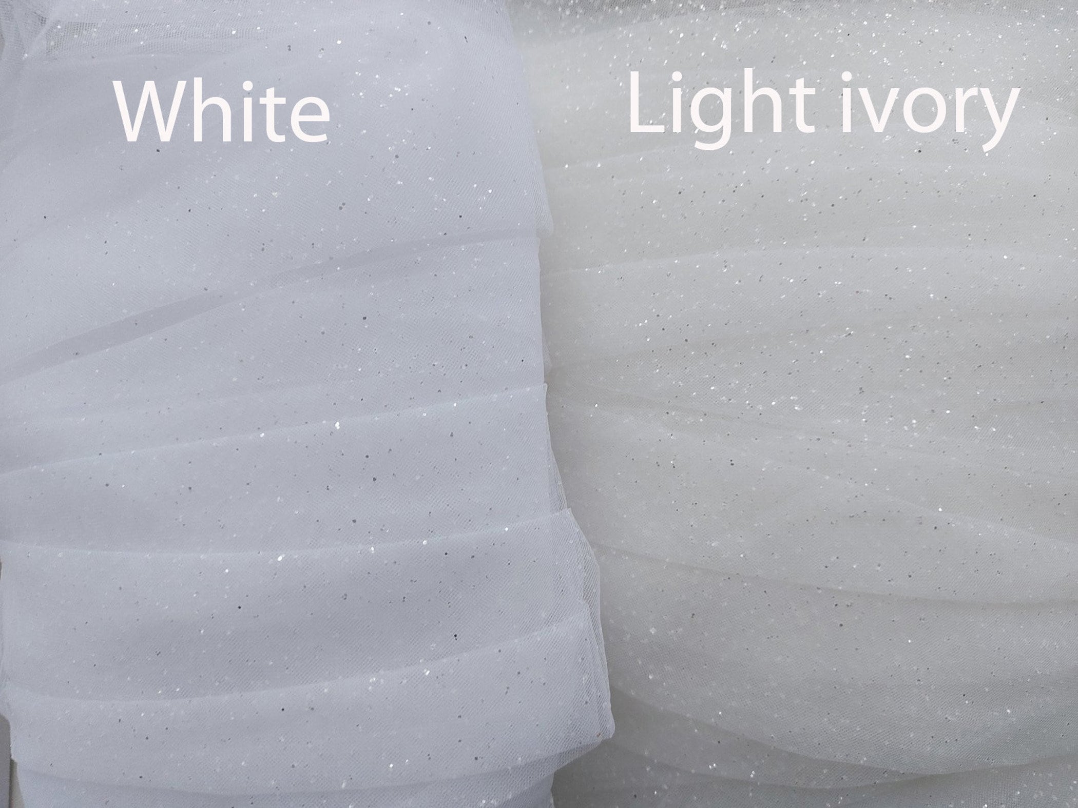 1 Meter Sparkly White Glitter Tulle Fabric 58” Wide Dress Bridal Decorations