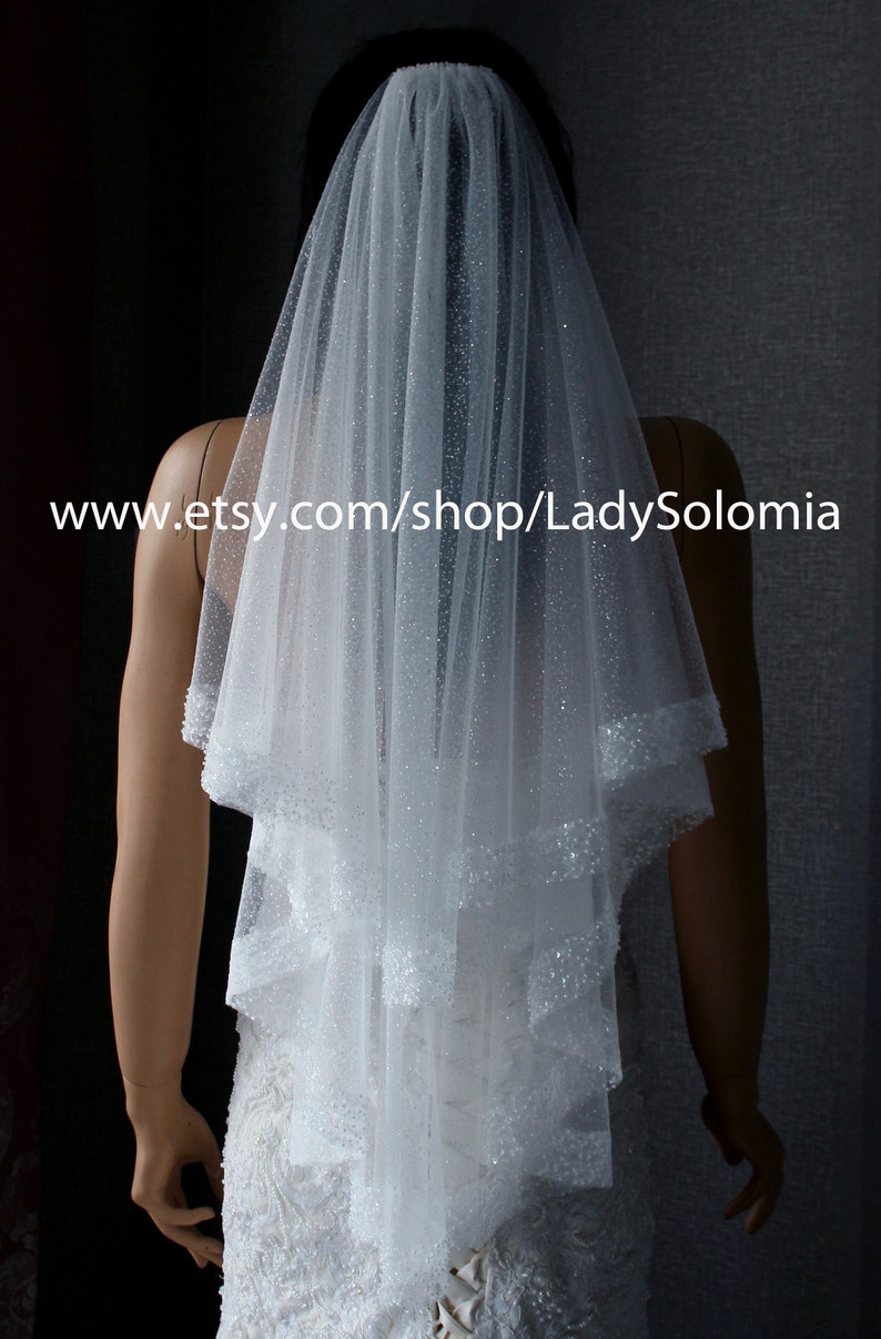 Cathedral Glitter Wedding Veil With Beaded Glitter Bridal Etsy