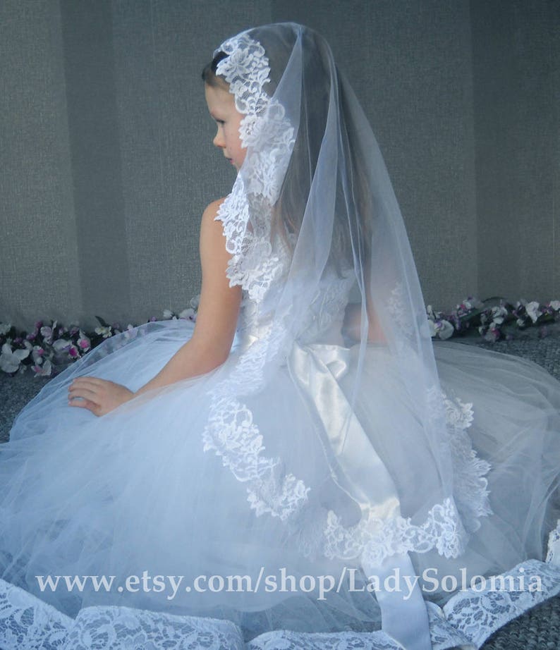 Velos de primera comunión Velo de Comunión de Mantilla Velo Etsy España