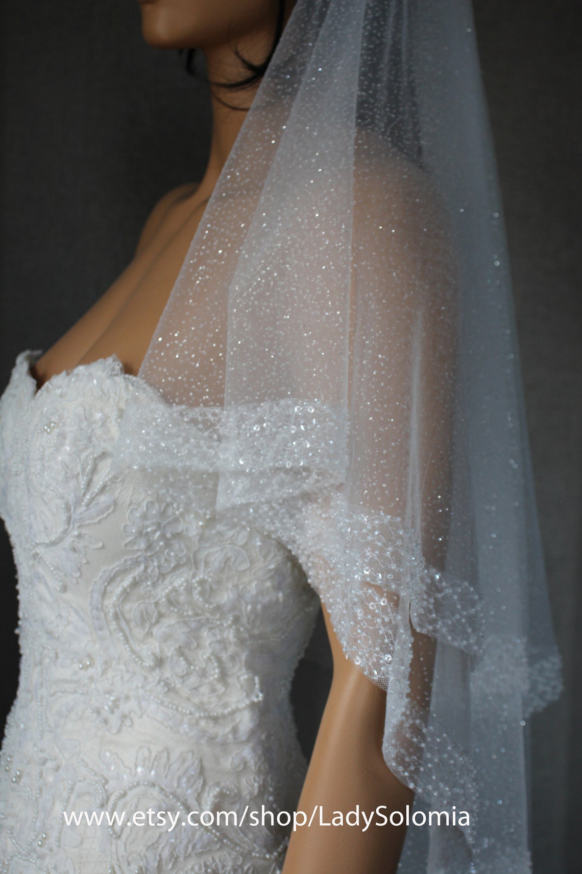 Cathedral glitter wedding veil with Beaded Glitter Bridal Etsy