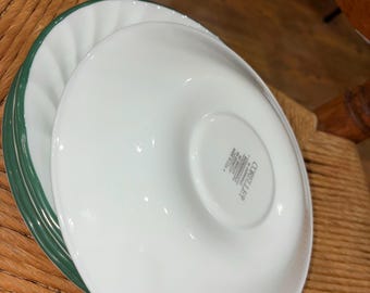 Set of 6 corelle green rim with swirl ivy callaway saucers 6 1/4 great condition