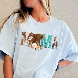 Highland Kuh Mama T-Shirt: Western Rodeo Mom Graphic Tee