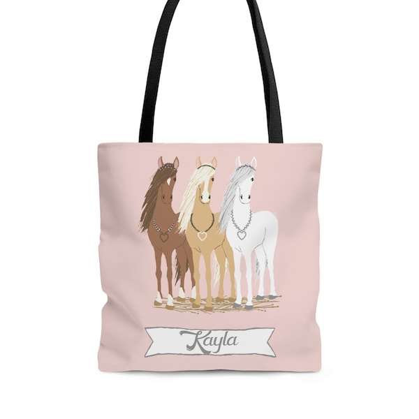 Girls Personalized Horse Tote Bag | Girls Personalized Book Bag | Personalized Overnight Bag for Girls | Horse Tote Bag | Gift for Girls